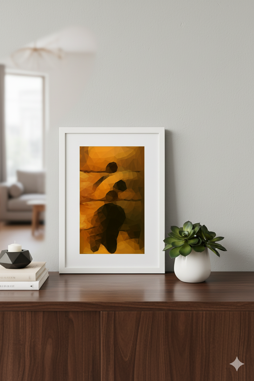 Inner Nest “Journey Within” – Polygon Sunset Silhouette Art Print