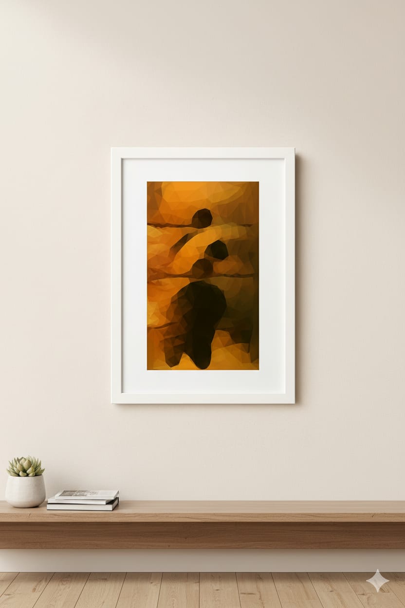Inner Nest “Journey Within” – Polygon Sunset Silhouette Art Print