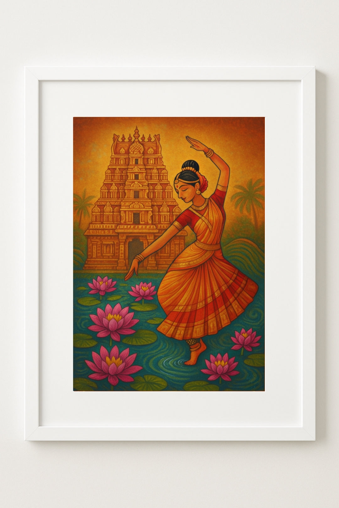 Lotus Temple Grace – Traditional Dance & Temple Wall Art Poster (11.69" x 16.54") by Inner Nest