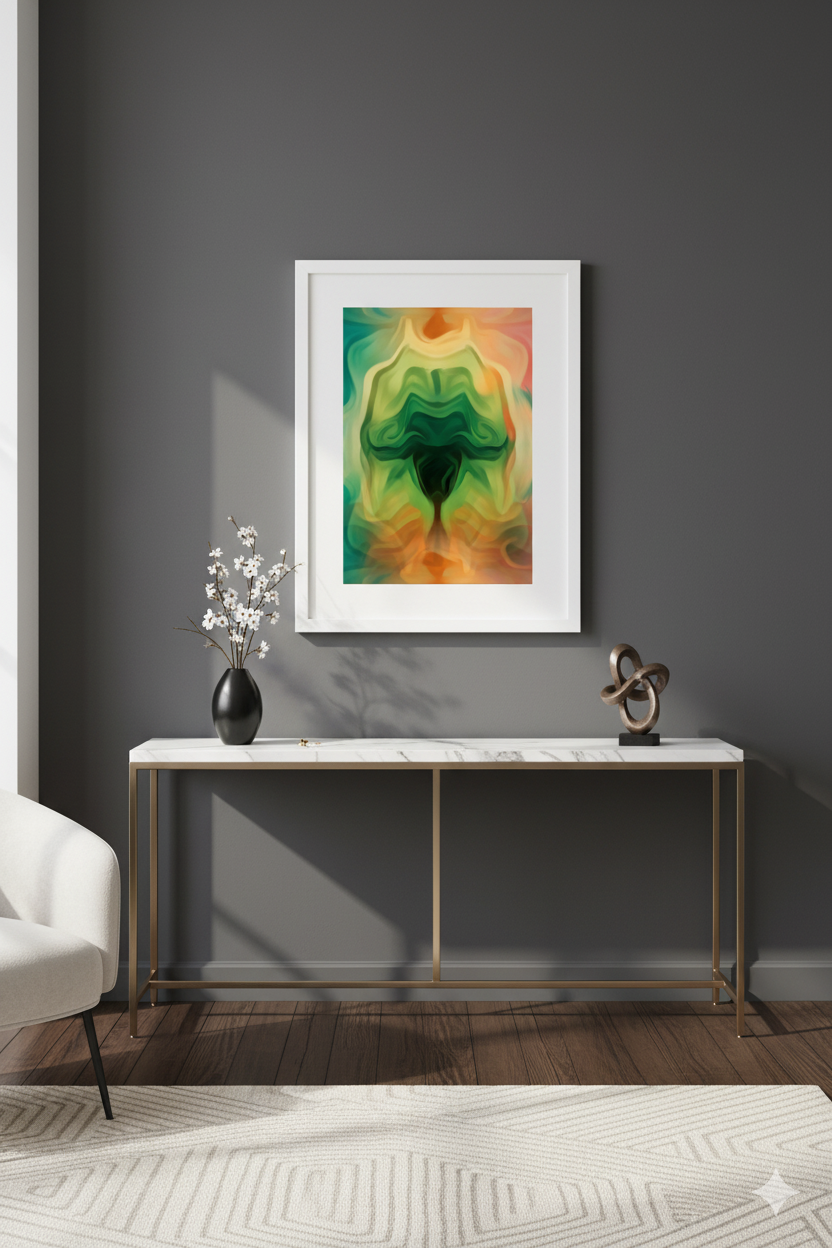 Emerald Soul Flow – Modern Abstract Wall Art Poster (11.69" x 16.54") by Inner Nest