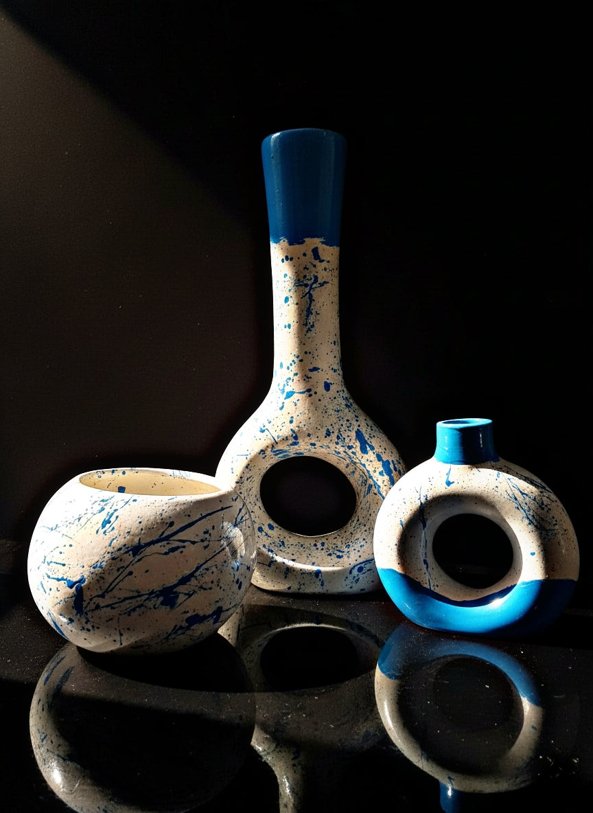 Azure Splash Trio – Limited Edition Vase Set | Inner Nest